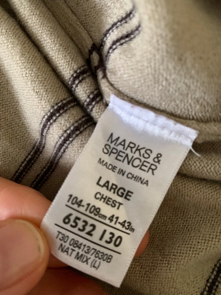 Mavi ve Bej Çizgili V Yaka Erkek Kazak - Görsel 4