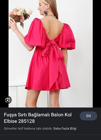 Bershka Prenses Kol Arkası Kurdeleli Fusya elbise