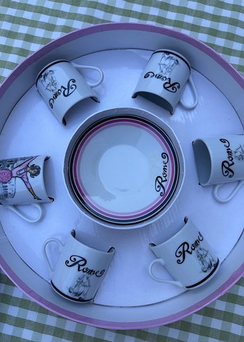  Beden Pembe desenli porselen espresso fincanı