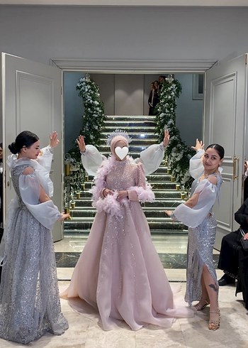 Pembe TAŞLI NİŞAN KINA AFTER ELBİSESİ - Görsel 2