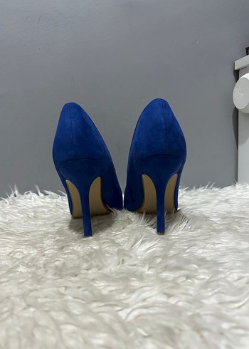 Diğer Mavi Süet Stiletto Topuklu Kadın Ayakkabı