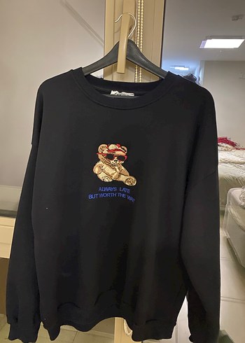 Diğer Siyah Baskılı Oversize Kadın Sweatshirt