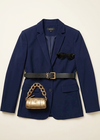 Zara Lacivert Blazer Ceket
