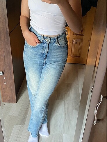 Yüksek bel Mom jean pantolon