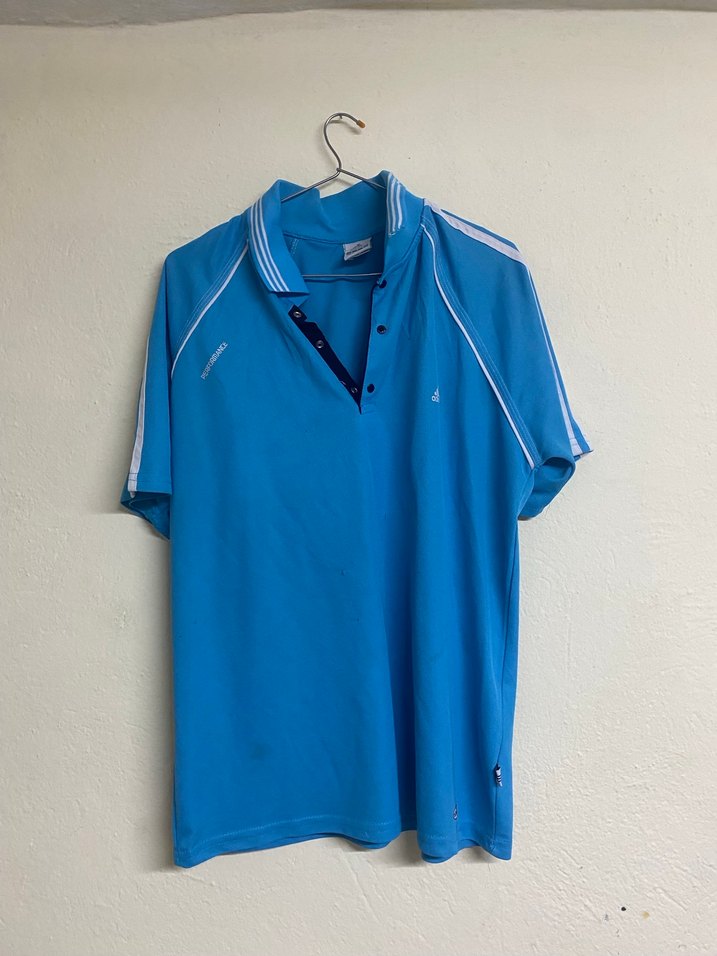 adidas Mavi Kısa Kollu Polo Tişört - Görsel 2