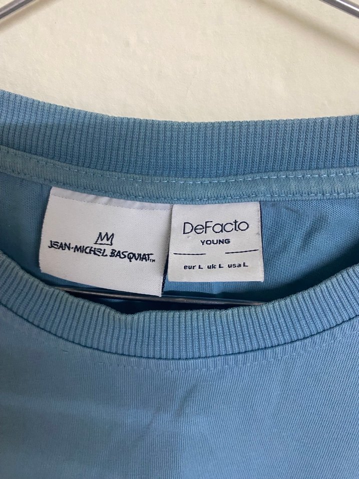 Mavi Oversize Denim Erkek Tişört - Görsel 4