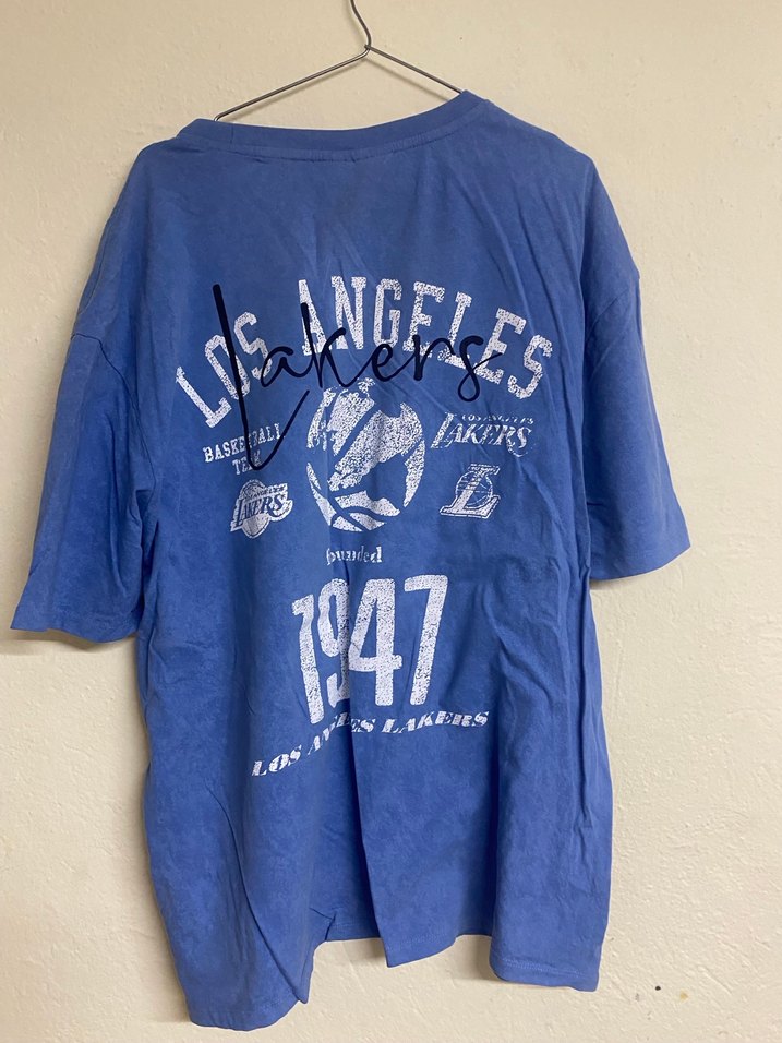 Mavi Baskılı Oversize Erkek Tişört - Görsel 3