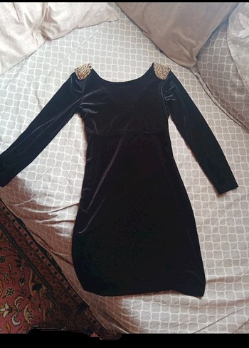 Uzun Kollu Siyah Gotik Midi kadife Elbise
