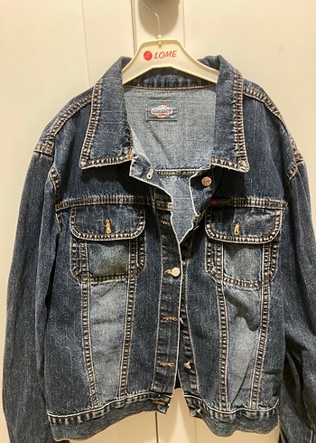 xl Beden Düğmeli Kadın Koyu Mavi Denim Ceket