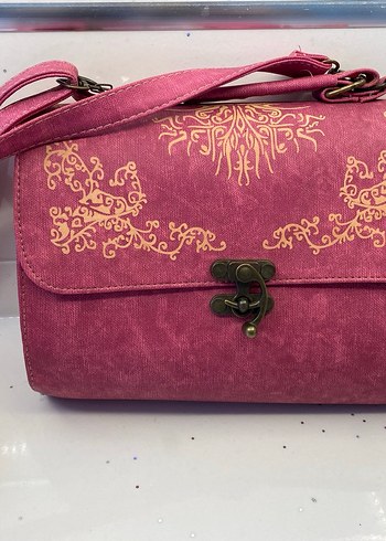 Pembe Bohem Desenli Kadın Süet Çanta - Görsel 4