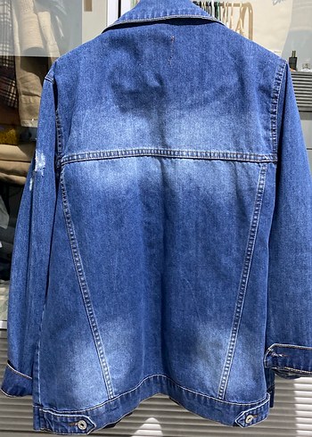 Nakışlı Mavi Kadın Denim Ceket - Görsel 4