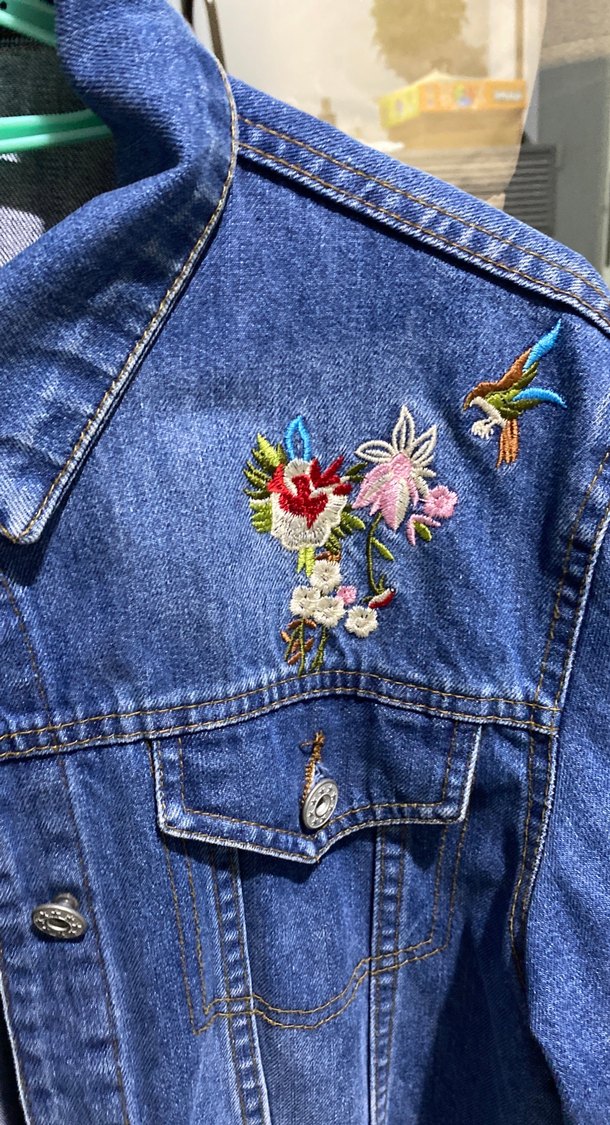 Nakışlı Mavi Kadın Denim Ceket - Görsel 2