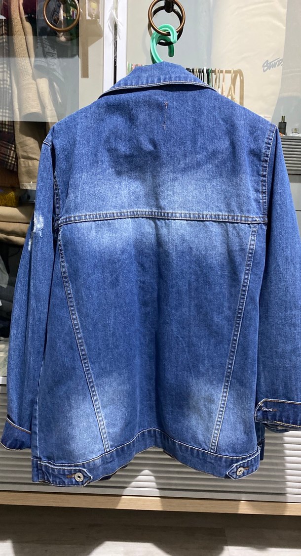 Nakışlı Mavi Kadın Denim Ceket - Görsel 4