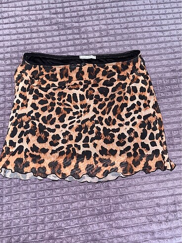 LİKRALI LEOPARLI ETEK