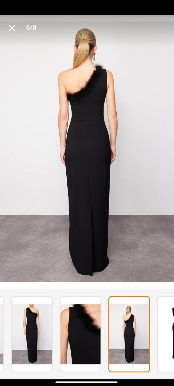 Siyah Drapeli Uzun Kadın Elbise - Görsel 2