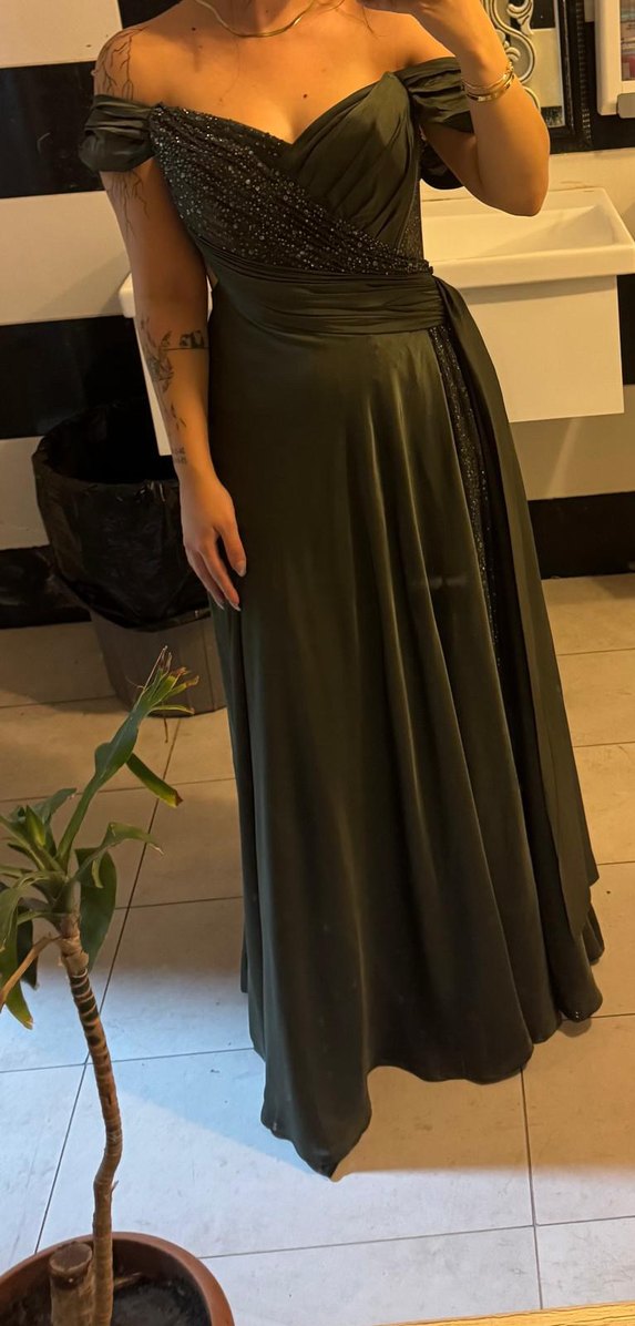 Drapeli Straplez Uzun Elbise - Görsel 2