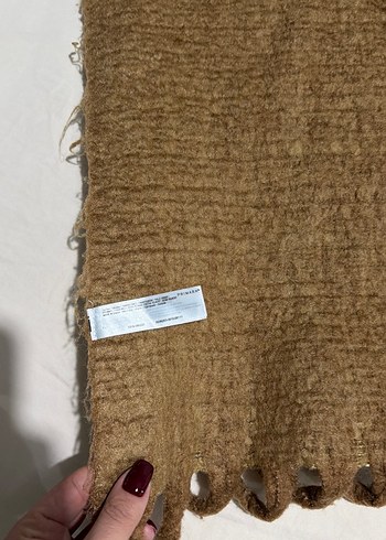 Örgü Kahverengi Keten Kadın Şalı - Görsel 2