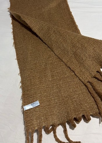 Örgü Kahverengi Keten Kadın Şalı - Görsel 3