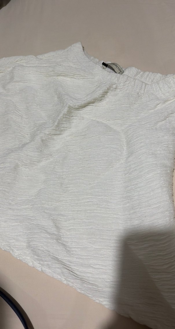 Beyaz Pliseli Mini Keten Etek - Görsel 3