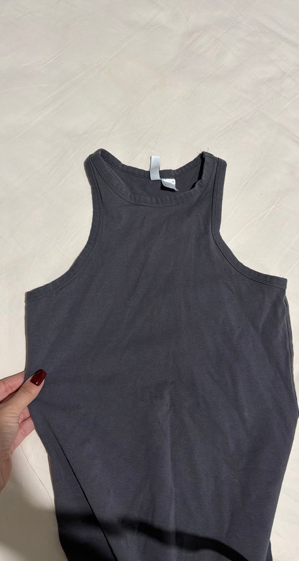 Siyah Kolsuz Yüksek Yaka Midi Elbise - Görsel 3