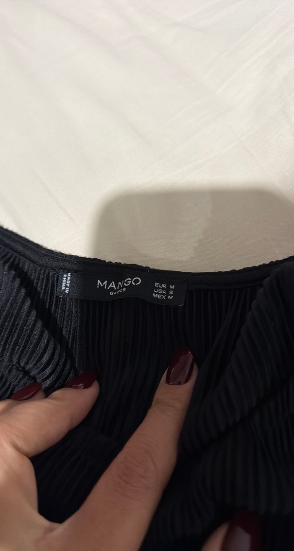 Siyah Piliseli Kısa Kollu  Elbise - Görsel 3