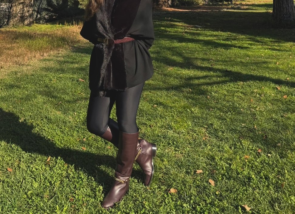 Kahverengi Kürklü Deri Dizüstü Kadın Bot - Görsel 3