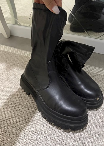 Siyah Platform Topuklu  Kadın Bot - Görsel 8