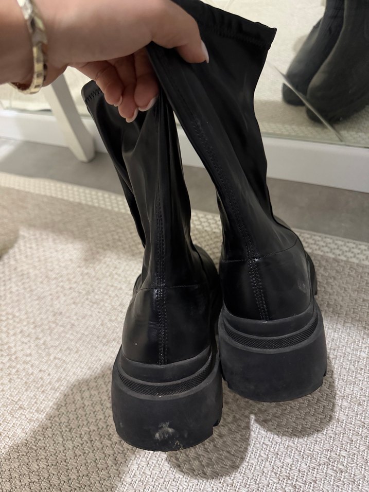 Siyah Platform Topuklu  Kadın Bot - Görsel 4