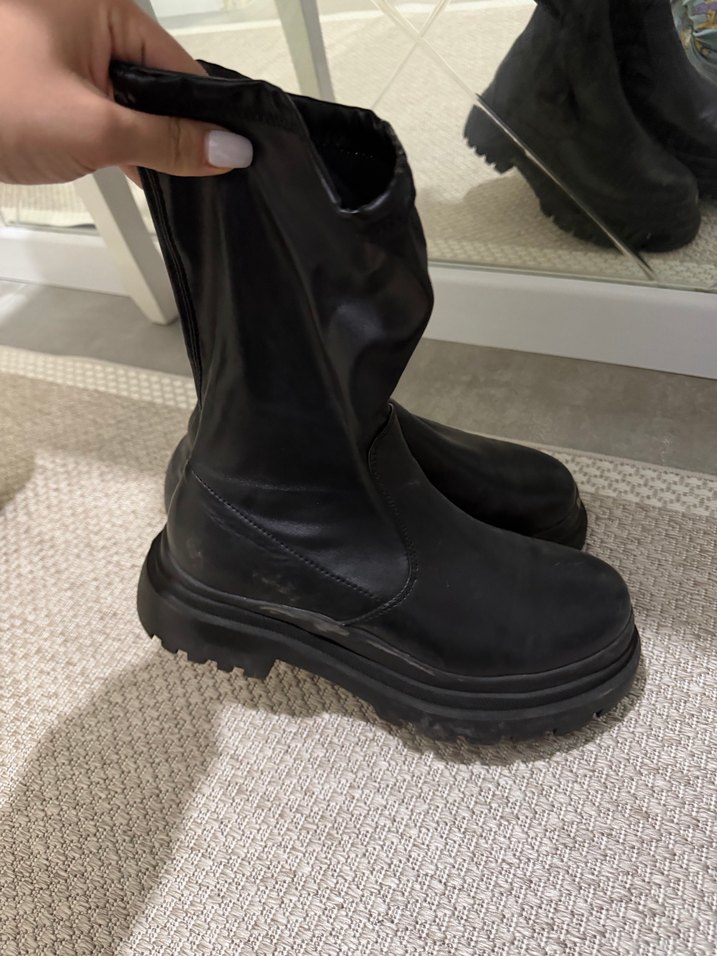 Siyah Platform Topuklu  Kadın Bot - Görsel 3