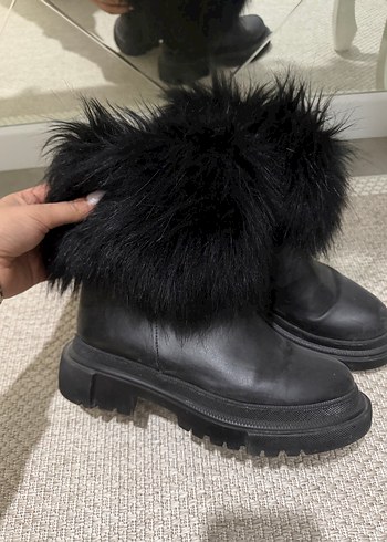 Siyah çıkarılabilen Peluş Detaylı Platform Topuklu Bot - Görsel 8