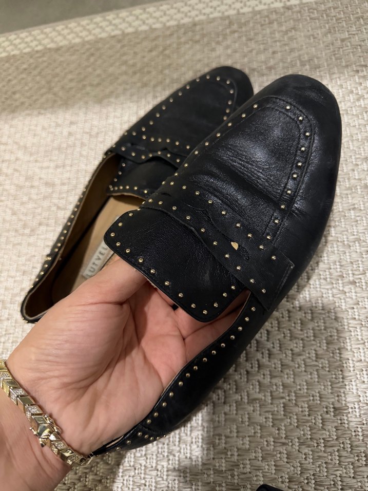 Siyah Deri Tokalı Kadın Loafer - Görsel 2