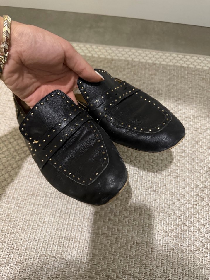 Siyah Deri Tokalı Kadın Loafer - Görsel 5