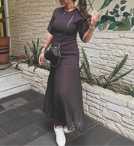 Zara yeni model kahve elbise