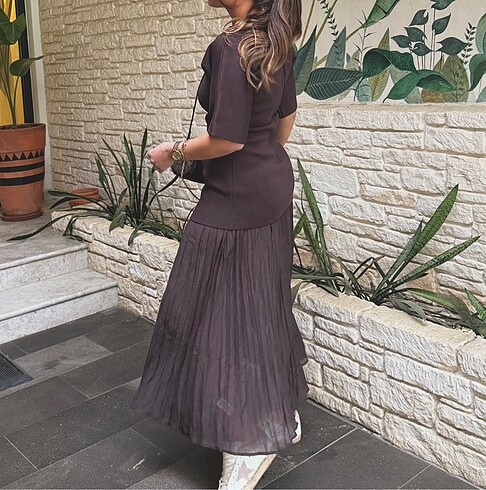 m Beden kahverengi Renk Zara yeni model kahve elbise