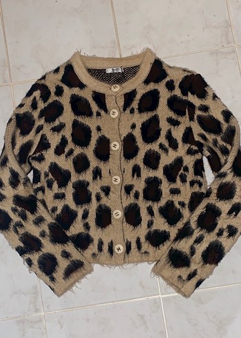 Kahverengi Leopar Desenli Kadın Hırka - Görsel 5