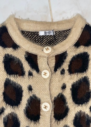 Kahverengi Leopar Desenli Kadın Hırka - Görsel 4