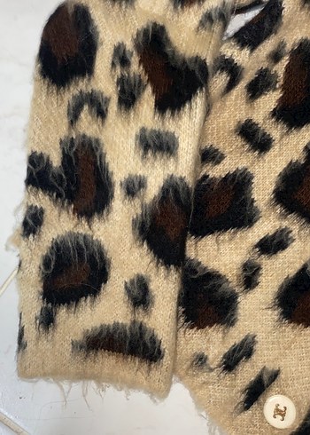 Kahverengi Leopar Desenli Kadın Hırka - Görsel 3