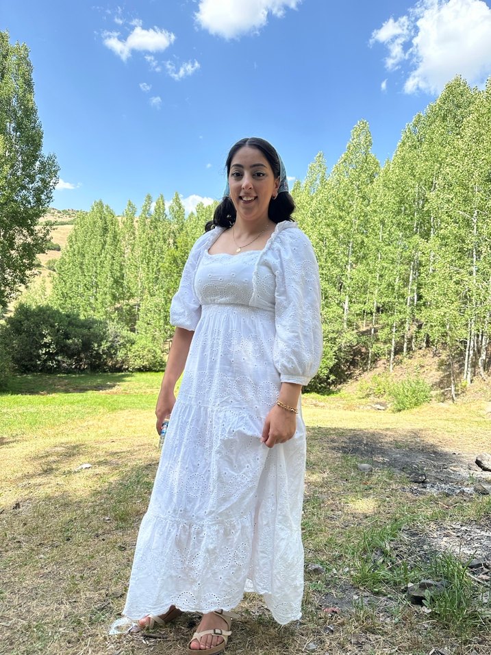 Dantel Detaylı Beyaz Bohem Uzun Elbise - Görsel 3