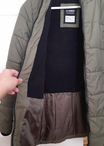 Erkek Çocuk asker yesili Kapüşonlu Fermuarlı Kaban - Görsel 5