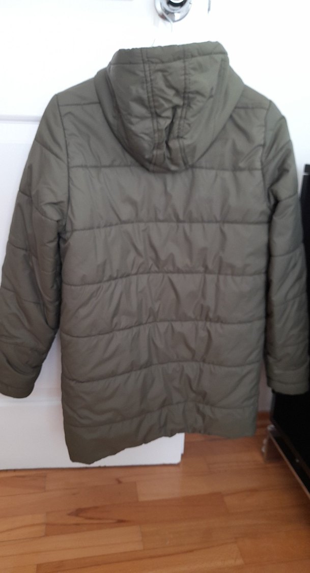 Erkek Çocuk asker yesili Kapüşonlu Fermuarlı Kaban - Görsel 3