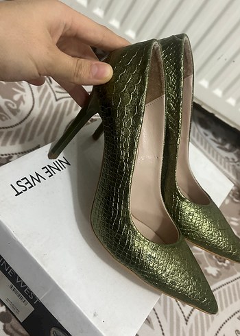 Yeşil Yılan Derisi Desenli Stiletto Topuklu - Görsel 3