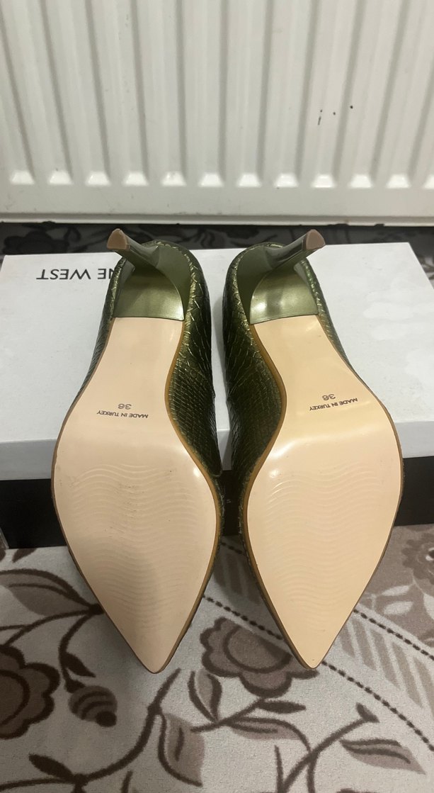Yeşil Yılan Derisi Desenli Stiletto Topuklu - Görsel 2