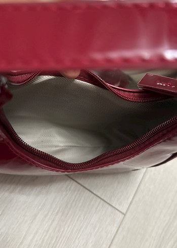 Bordo Parlak Deri Kadın Omuz Çantası - Görsel 7