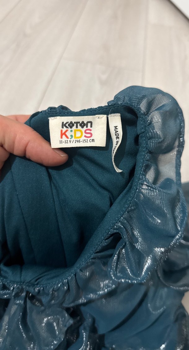 Uzun Kollu, Fırfırlı Lacivert Kadın Elbise - Görsel 5