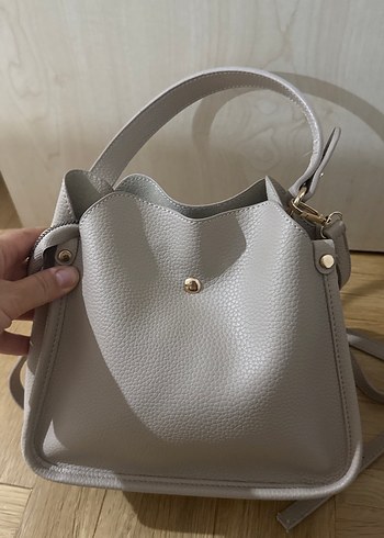 Gri Deri Tokalı Kadın Çanta - Görsel 3