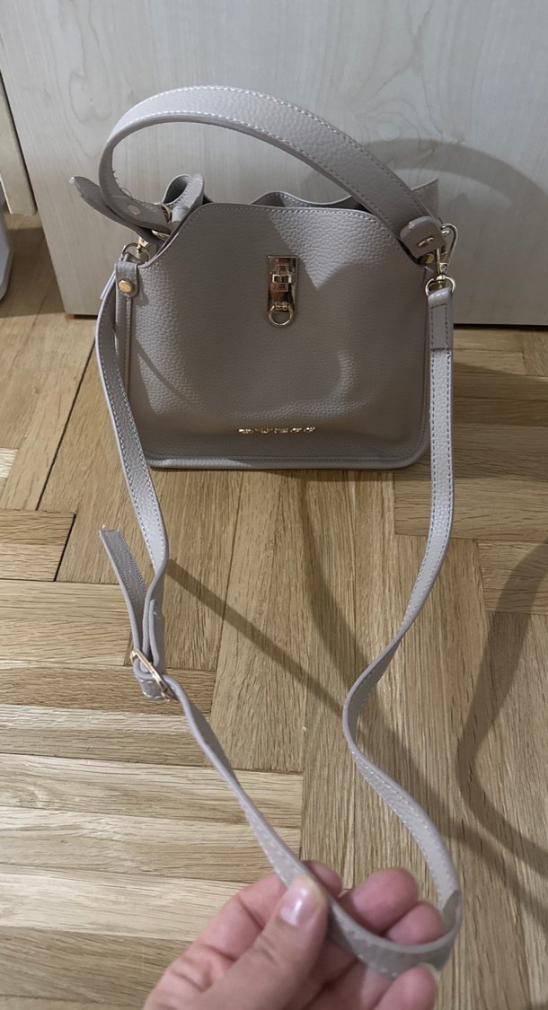 Gri Deri Tokalı Kadın Çanta - Görsel 5