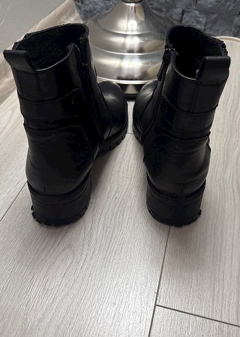 Gerçek deri Siyah Deri Gotik Kadın Botları - Görsel 3