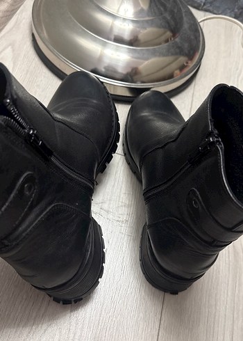 Gerçek deri Siyah Deri Gotik Kadın Botları - Görsel 4