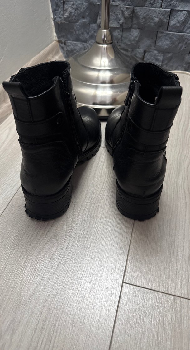 Gerçek deri Siyah Deri Gotik Kadın Botları - Görsel 3