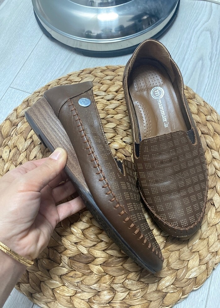 Marka #mammamia gerçek deri ortapedik taban dolgu topuk - Görsel 2